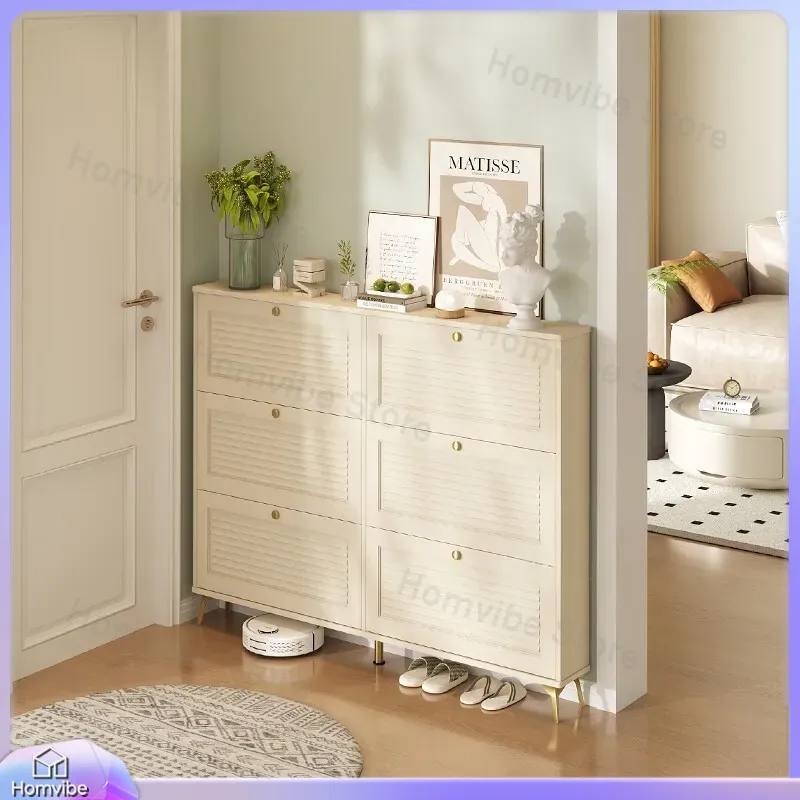 Shoe Rack Cabinet Narrow Entryway - Ultradünner Schuhschrank aus Massivholz, schmale Eingangsbereichs-Aufbewahrung