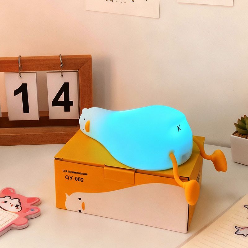Floating Nightstand With Led Light - LED Kinder-Nachtlicht Wiederaufladbare Silikon Quetsch-Enten-Lampe Kinder-Urlaubsgeschenk