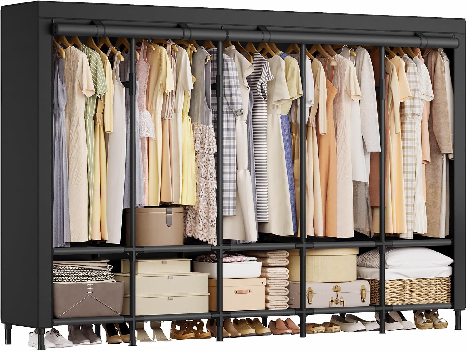 Wardrobe Closet Portable Fabric Cover - Tragbarer Kleiderschrank 83,5 Zoll mit 5