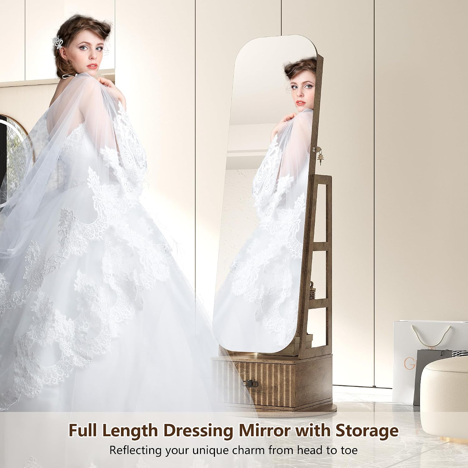 360° drehbarer Schmuckschrank  – Full Length Mirror Jewelry Armoire Bewertung und Preis
