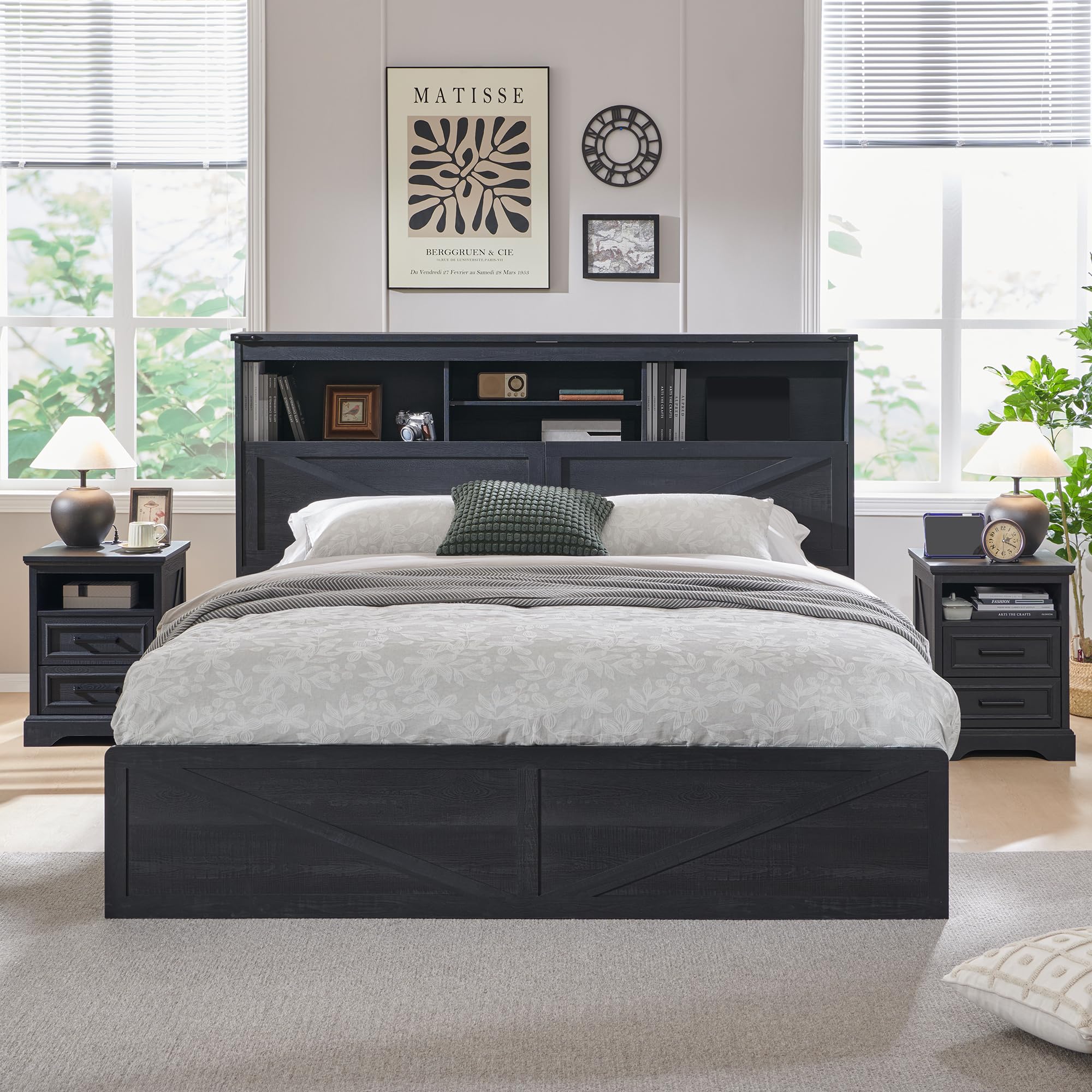 Bettgestell im Landhausstil, K – King Size Bed Frame With Storage Drawers Bewertung und Preis