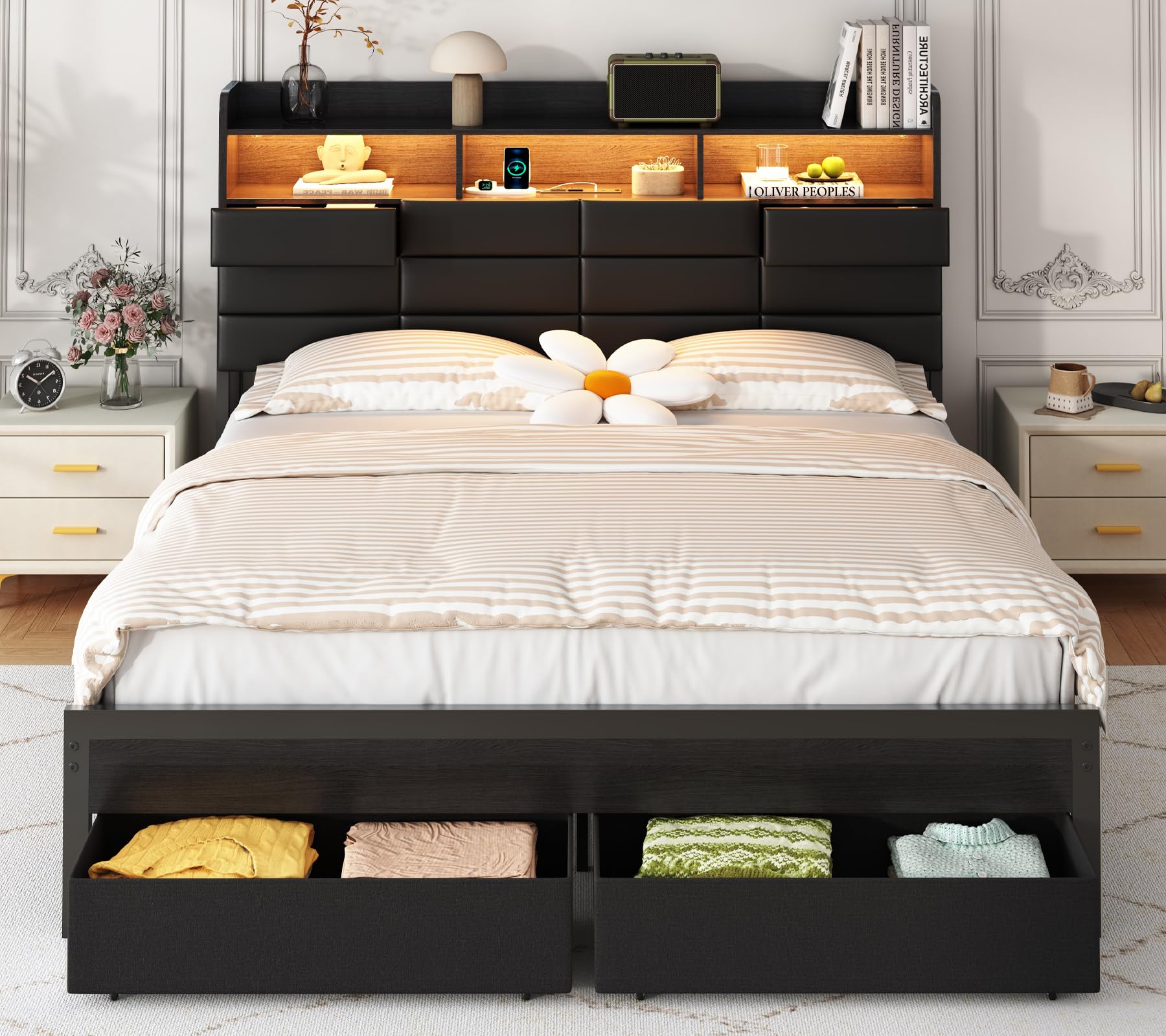 Bettgestell in Kingsize mit Sc – King Size Bed Frame With Storage Drawers Bewertung und Preis