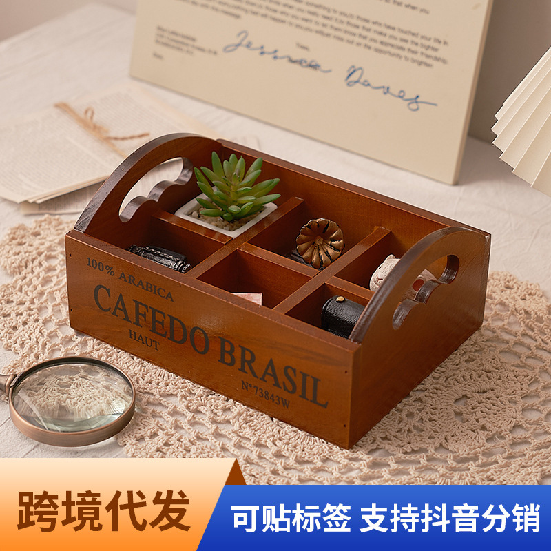 Zakka Retro-Holzbox mit sechs  – Storage Bewertung und Preis