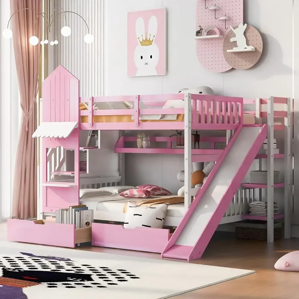 Kinder-Etagenbett mit Treppe,  – Bunk Bed With Stairs And Slide Bewertung und Preis