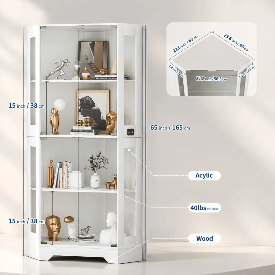 65 Weißer Eck-Vitrinenschrank  – Storage Bewertung und Preis