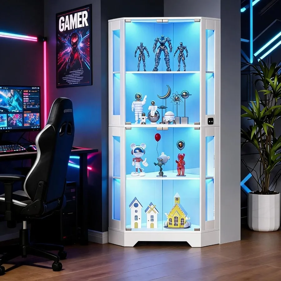 65 Weißer Eck-Vitrinenschrank  – Storage Bewertung und Preis