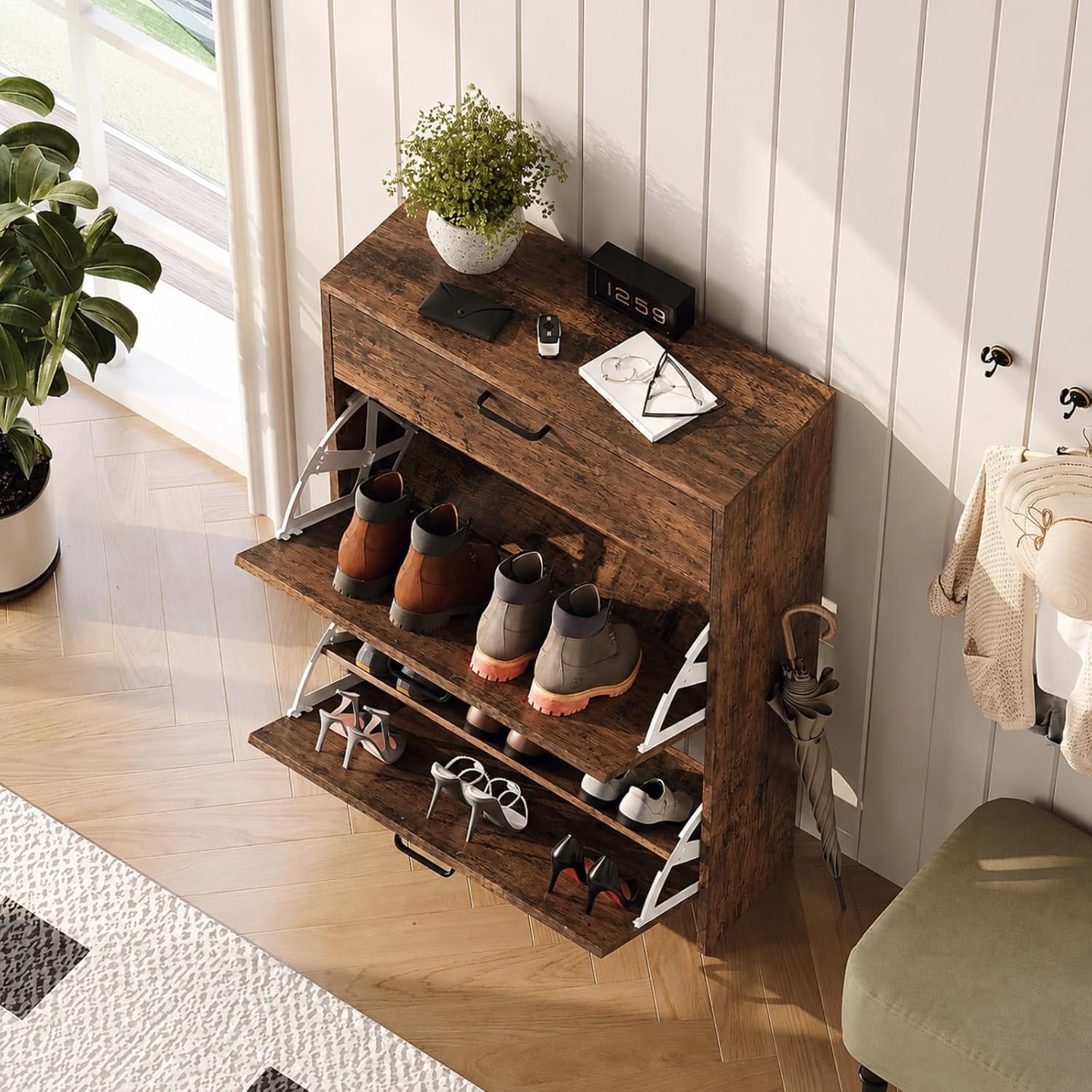 # Schmaler Schuhschrank mit 2  – Shoe Rack Cabinet Narrow Entryway Bewertung und Preis