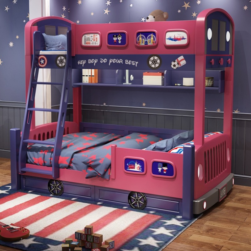 Modernes Mädchen-Kleinkindbett – Bunk Bed With Stairs And Slide Bewertung und Preis
