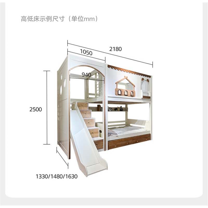 Modernes Rosa Massivholz-Kinde – Bunk Bed With Stairs And Slide Bewertung und Preis