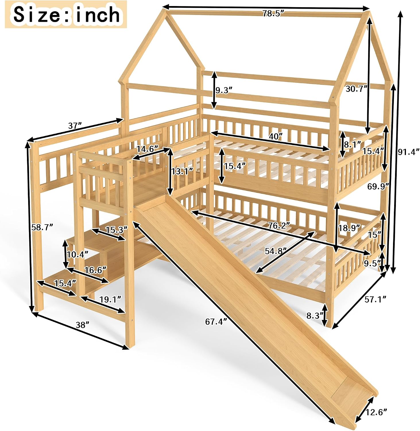 Vollständiges Etagenbett mit S – Bunk Bed With Stairs And Slide Bewertung und Preis